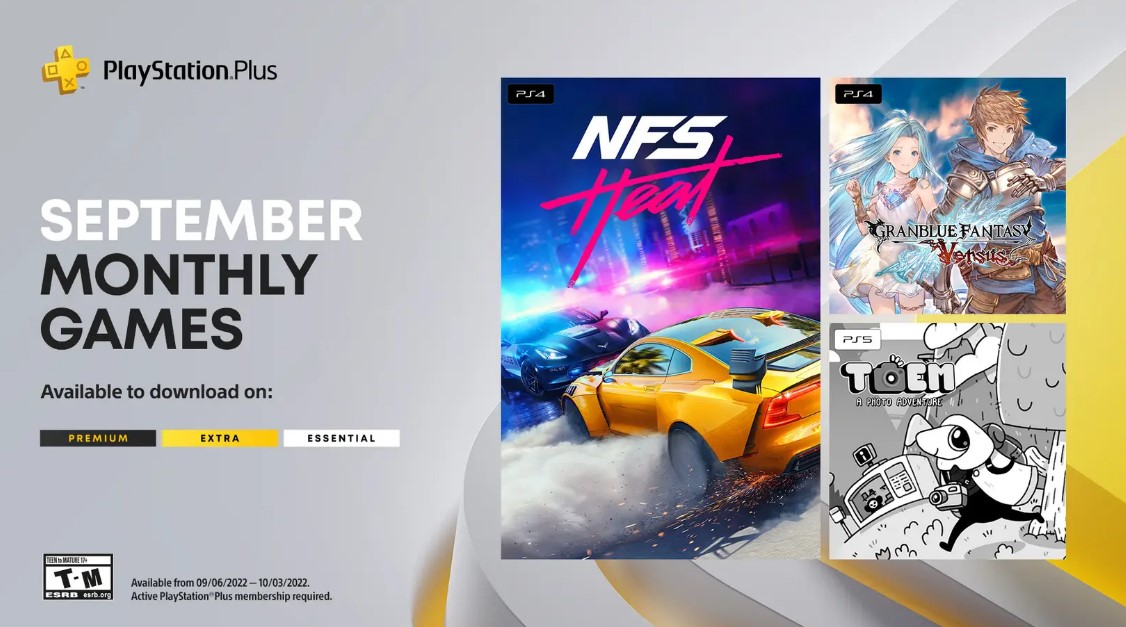 Підписка PS Plus у вересні: NFS Heat, Granblue Fantasy: Versus та Toem